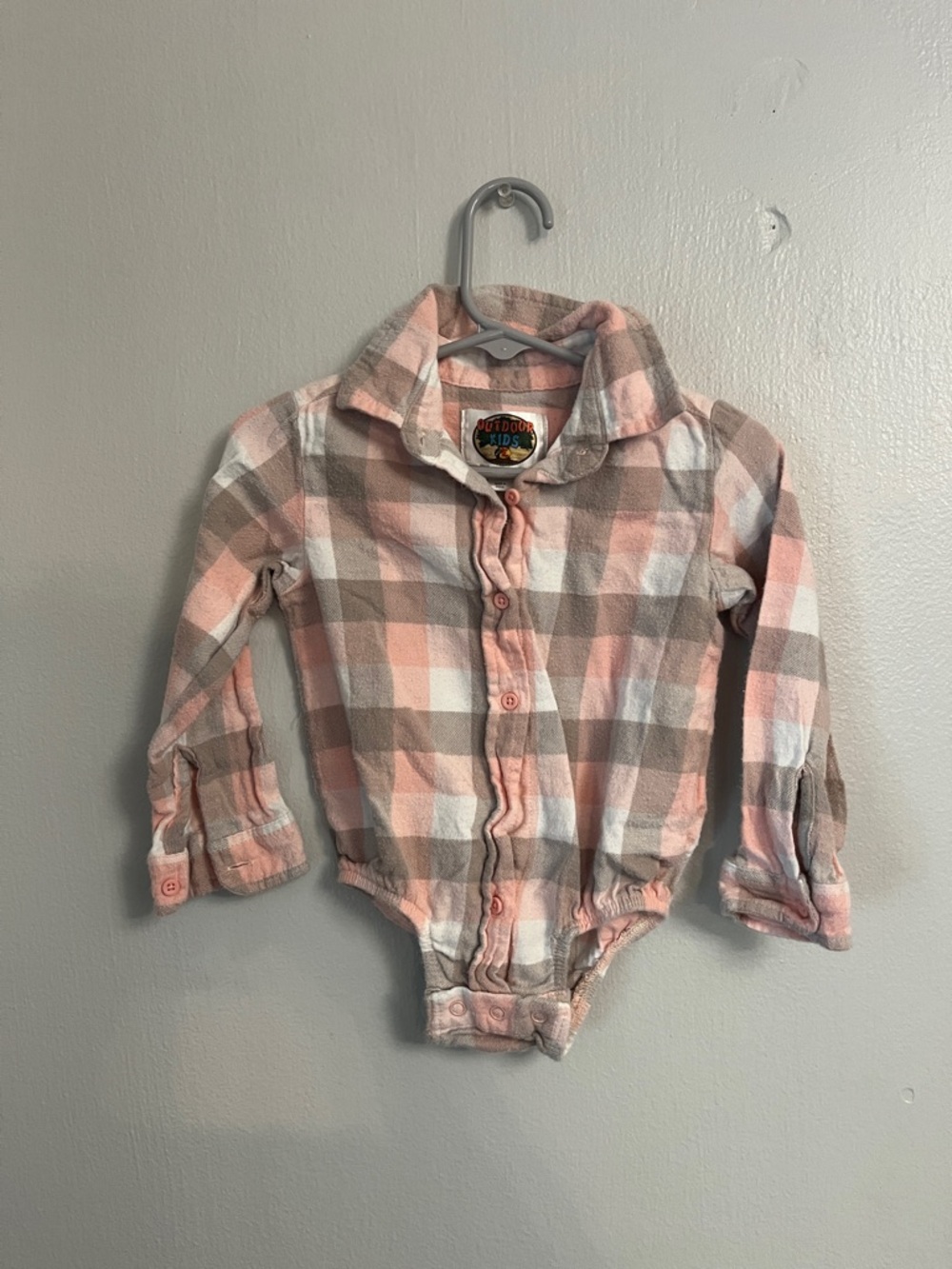Pink & Brown Plaid One-Piece Bodysuit